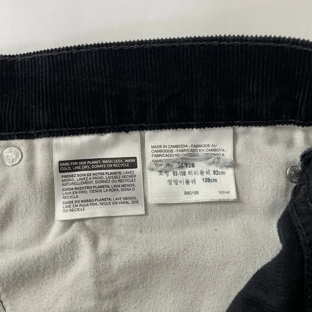 Levis 514 Pants Mens 36x34 Black Straight Fit Corduroy Pinwale Preppy Casual